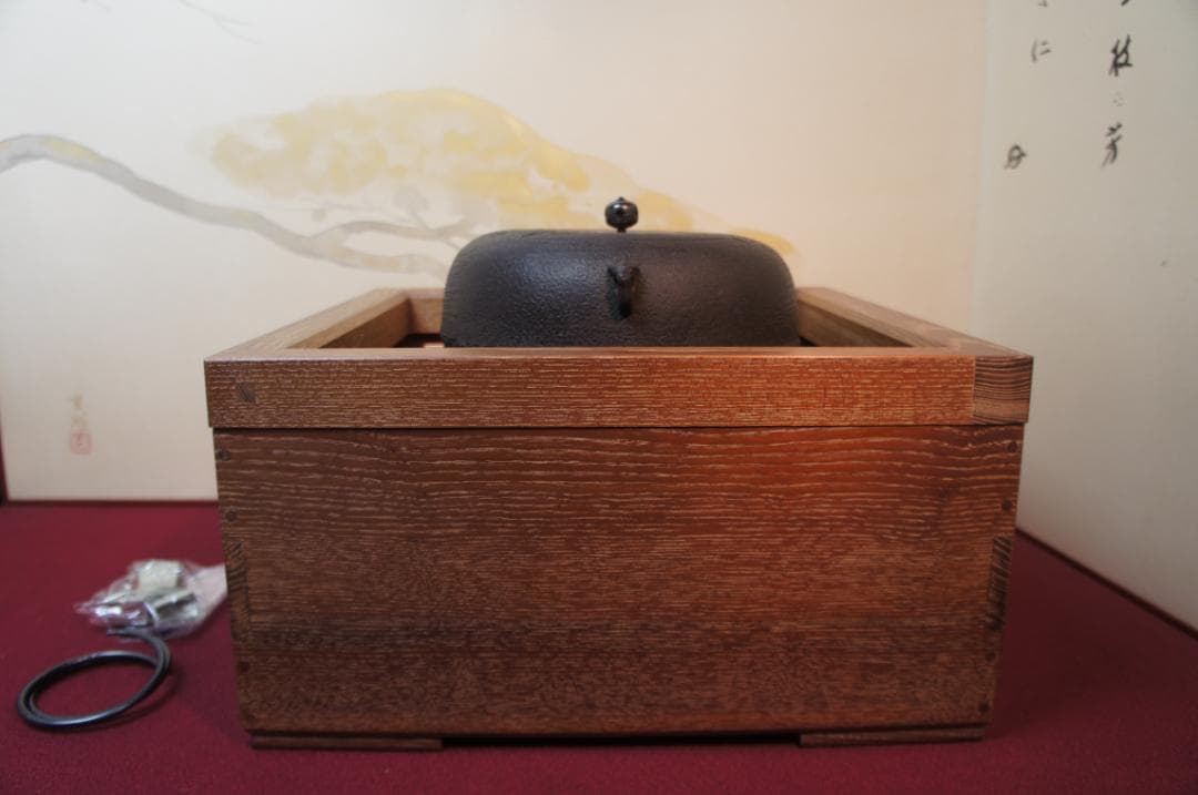 fusa☆桑色置炉 姥口釜 唐銅蓋 炉用600W炭型電熱器送料込み