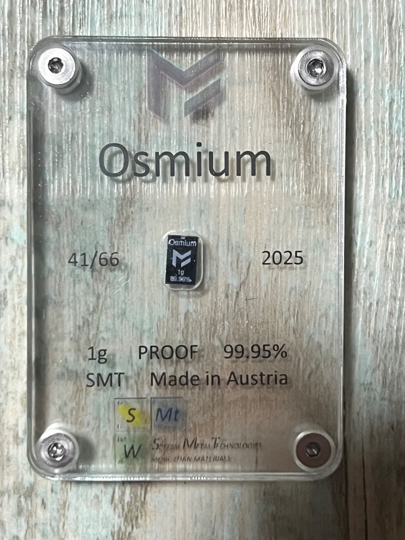 41/66 原子番号76 Os オスミウム 1g 99.95% Osmium