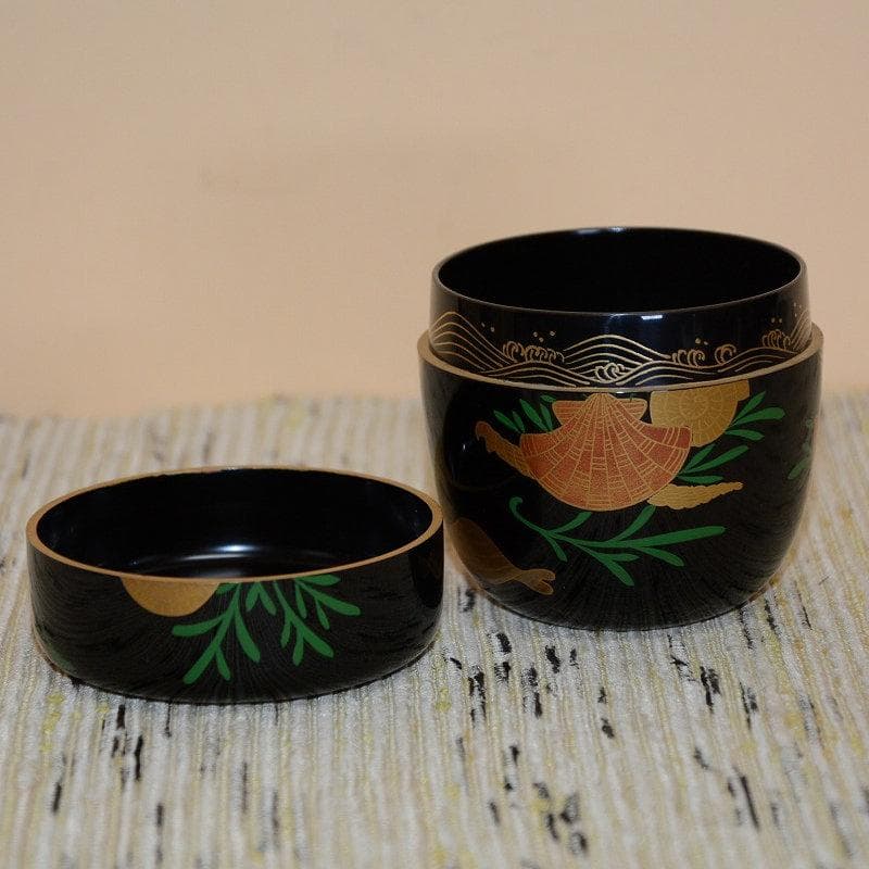 茶道具　棗　而妙斎好海松貝蒔絵大棗　美品　山中塗　熊谷秀穂　送料込み