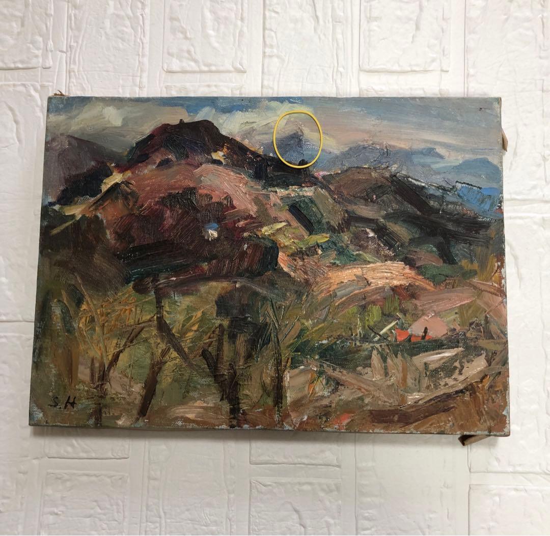 油絵（秩父の山）