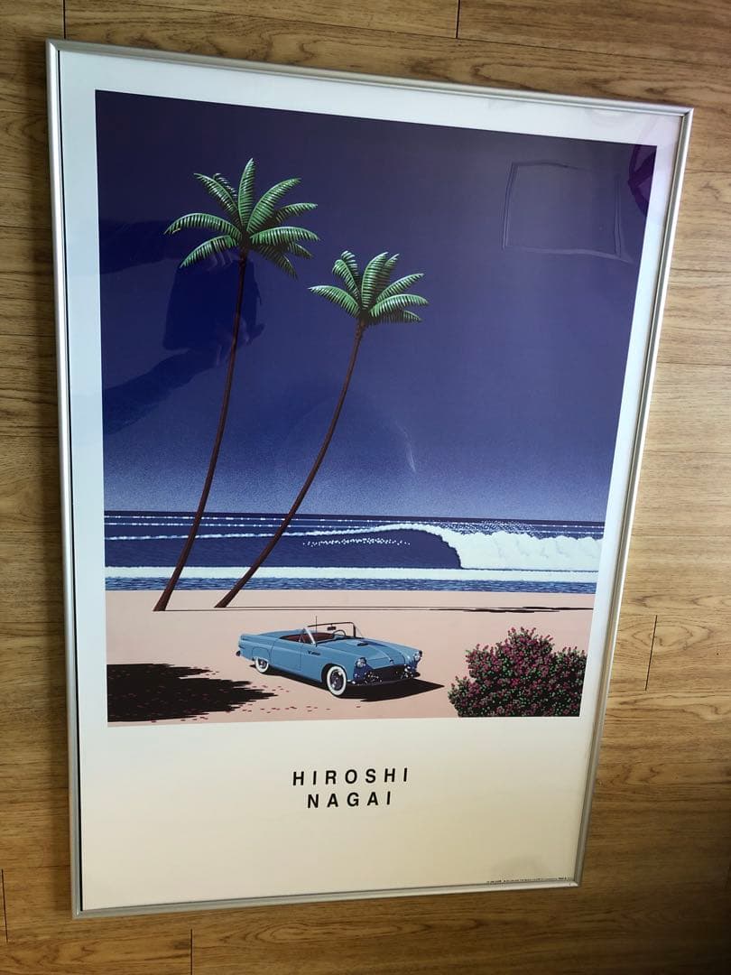 額付き永井博ポスター　91.5×61.5cm超特大サイズ