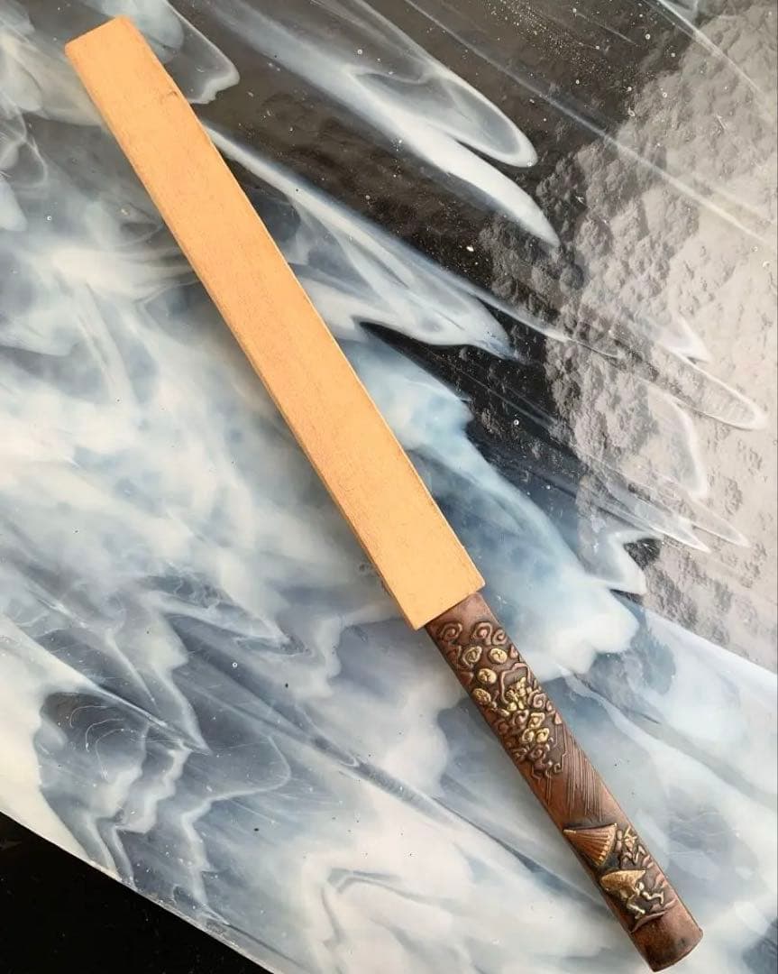 小柄小刀　傘に簑・雨模様図小柄袋　刀装具