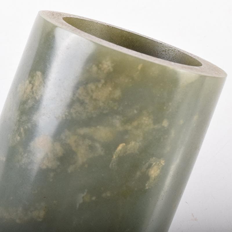 中国　玉石彫刻　蓮刻　玉器　筆筒　二点まとめて　C　R7634