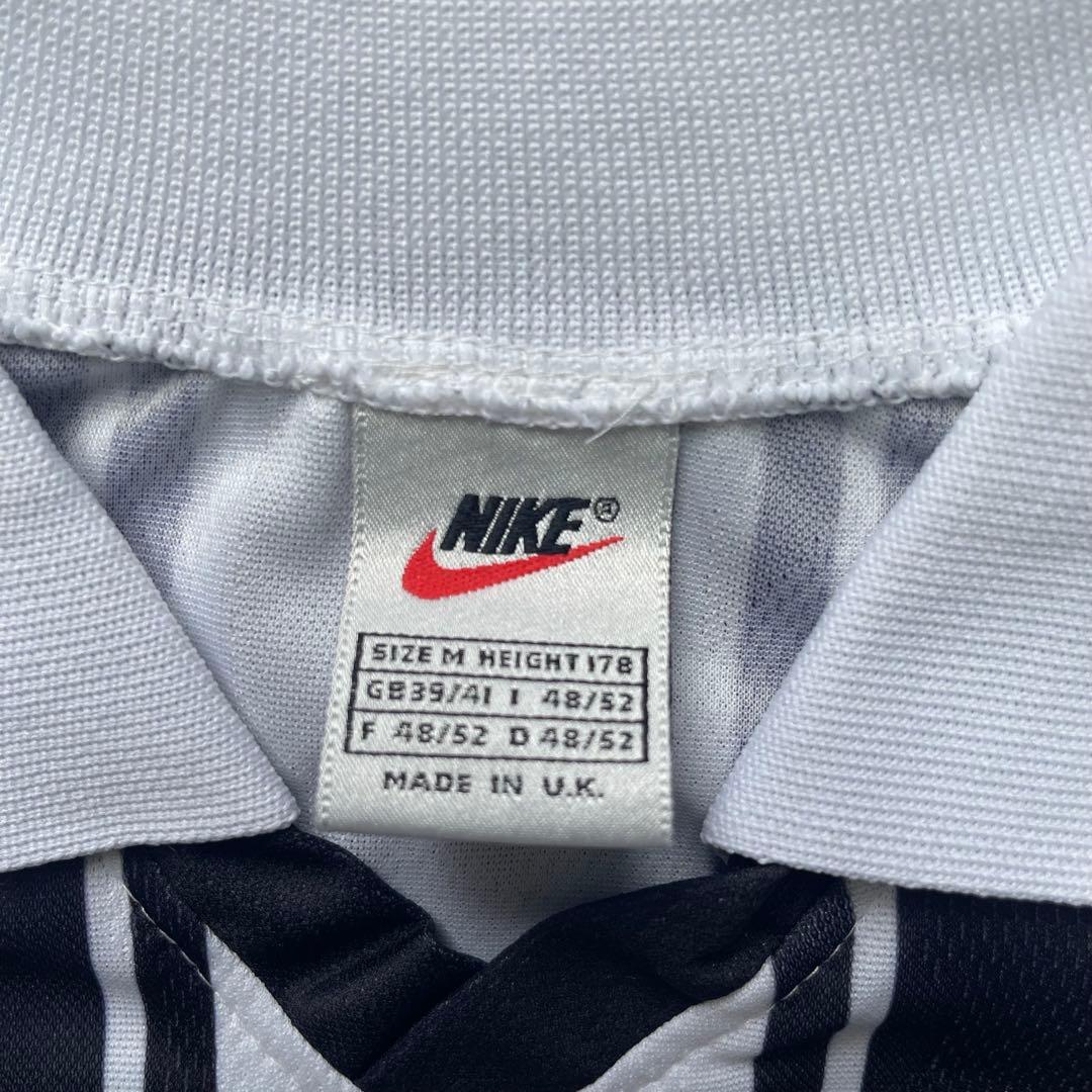 90s NIKE ゲームシャツ 白黒 M madeinUK サッカーNIKE