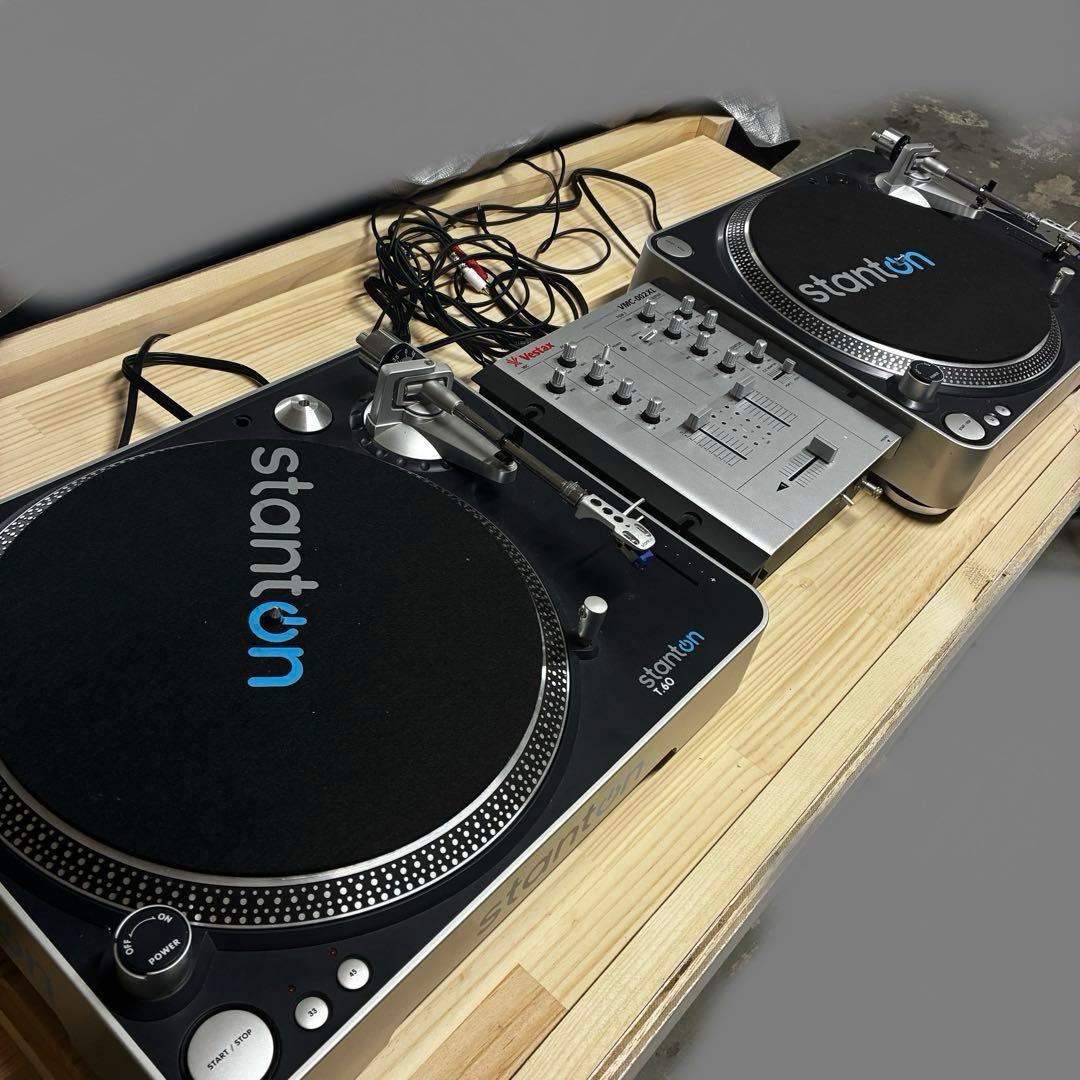 Stanton T.60 ターンテーブル 2台 ミキサーセット　各種コード付き