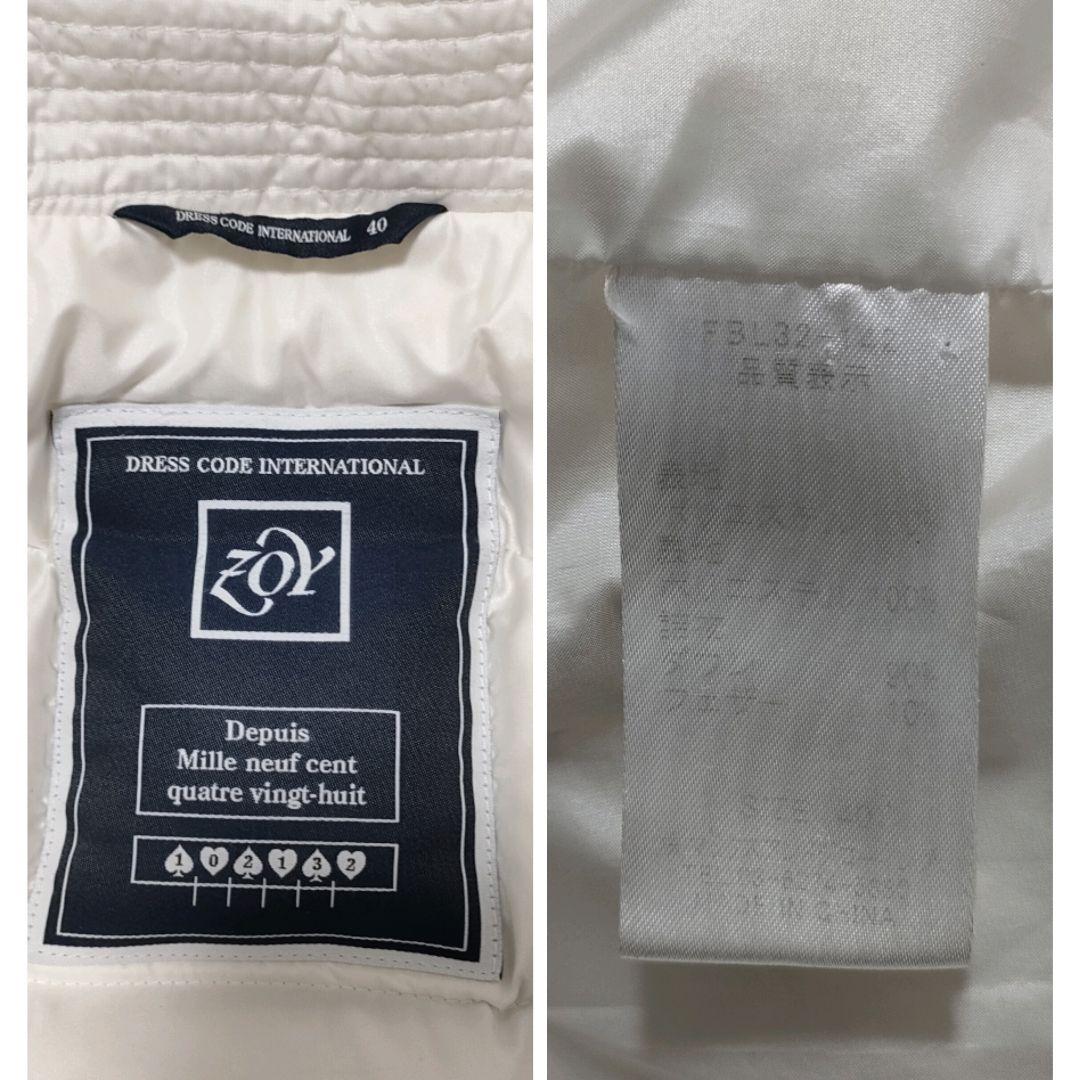 ZOY　ゾーイ　ゴルフ　ダウンコート　ジャケット　ダブルジップ　ホワイト　40