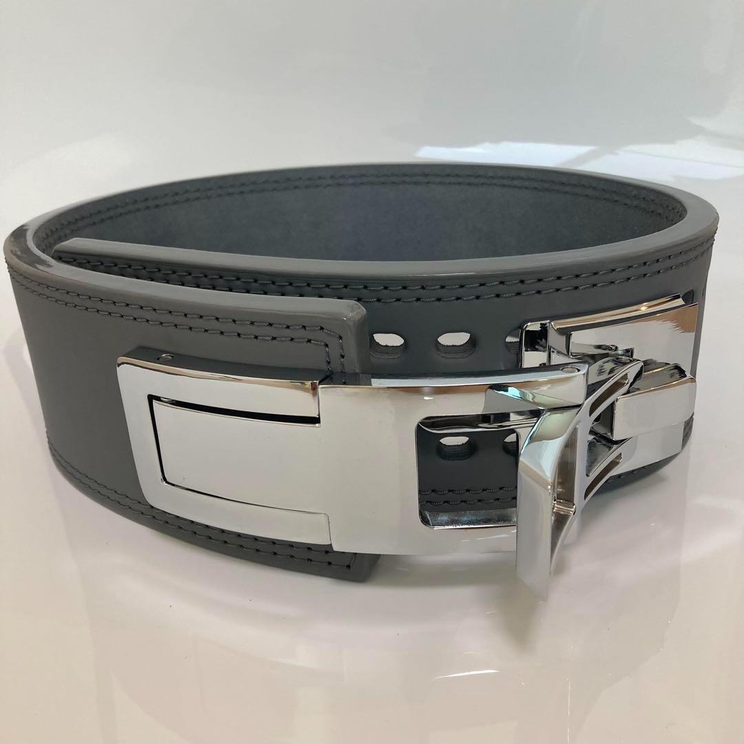 訳あり パワーベルト レバーアクション ワンタッチ可変式 本革 シルバーバックル