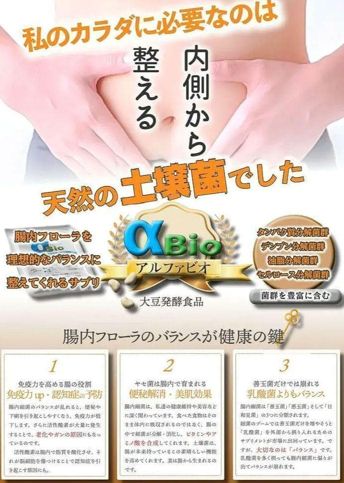 アルファＢＩＯ ×2 土壌菌 サプリ 腸内細菌 乳酸菌 大豆発酵食品 健康食品