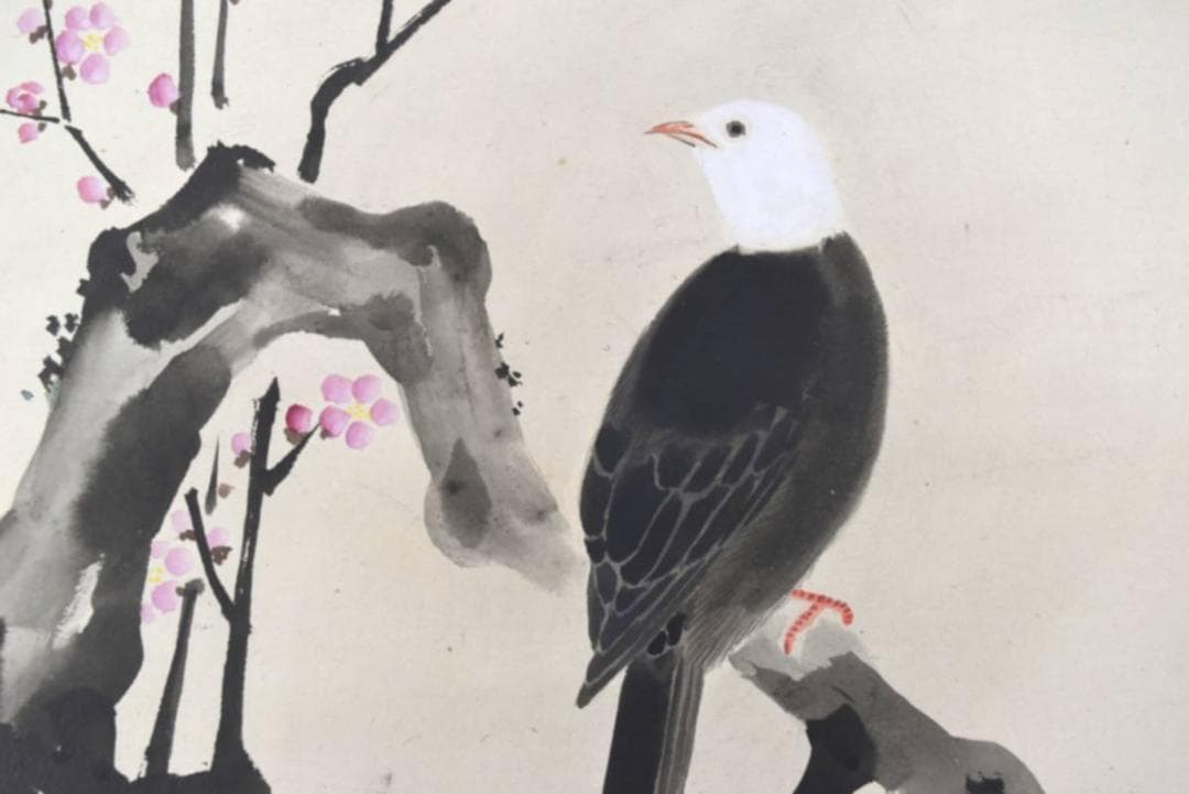 【真作】勝川院雅信/紅梅小禽図/掛軸/名家伝来/AA-443