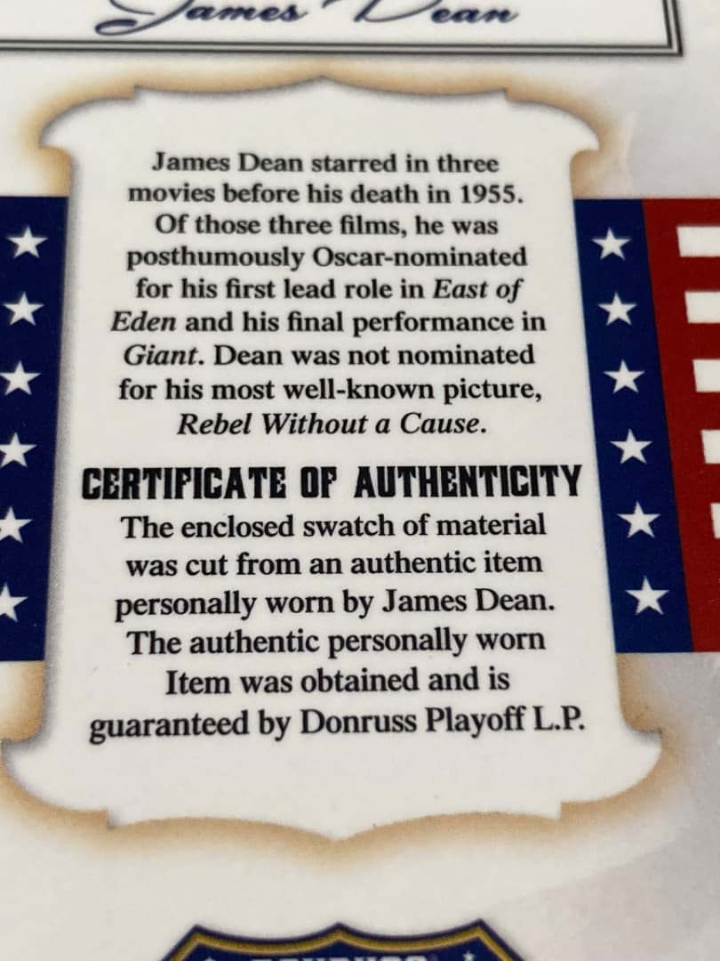 【希少品】ジェームズディーン衣装カード