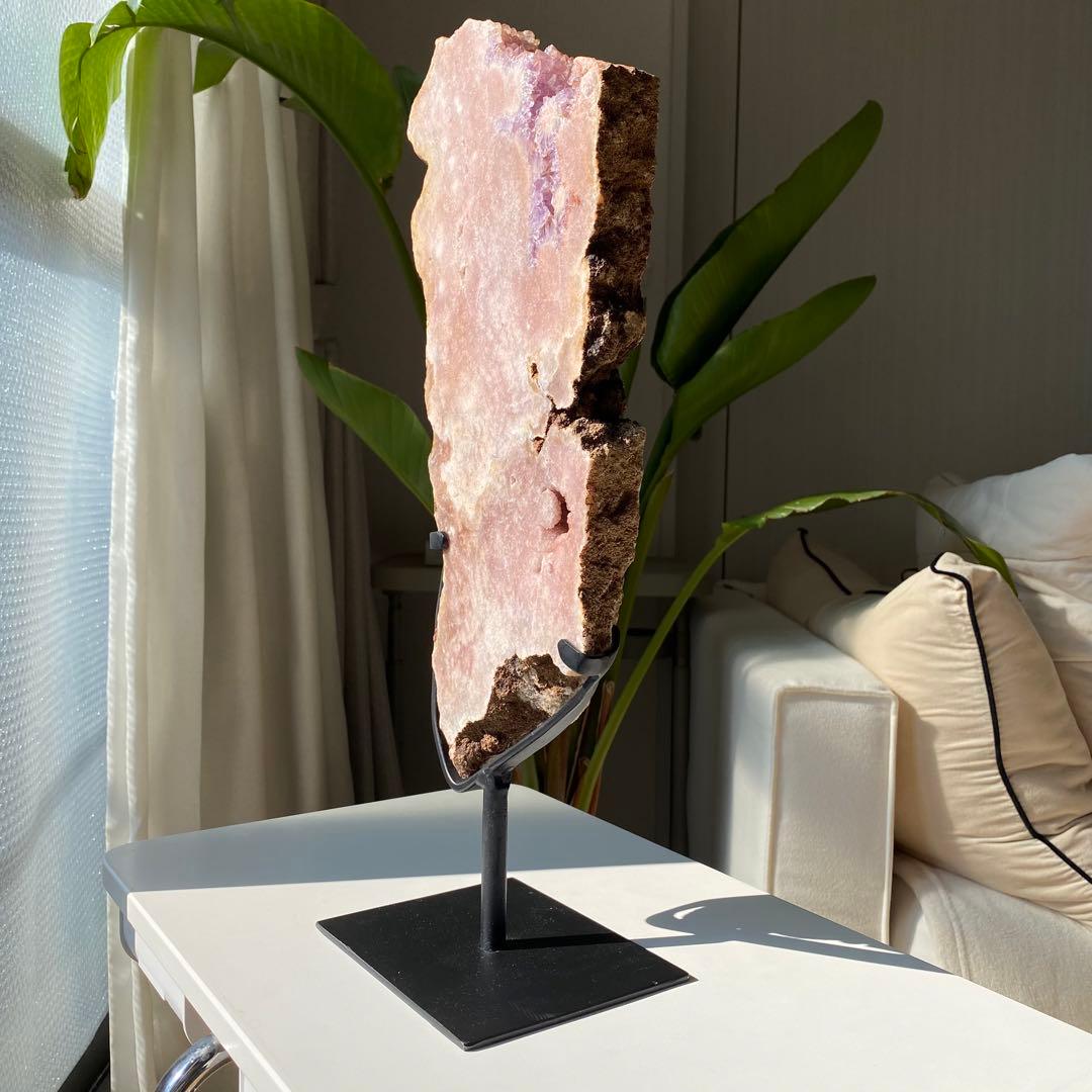 ★★★破格特価【 特大 ピンクアメジスト 原石 スラブ 約3.6kg スタンド