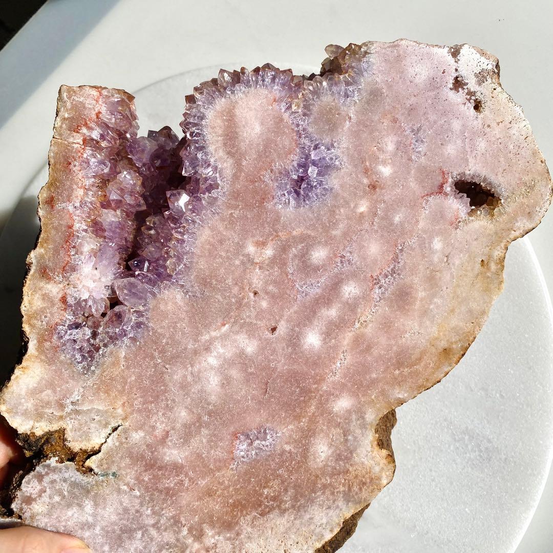 ★★★破格特価【 特大 ピンクアメジスト 原石 スラブ 約3.6kg スタンド