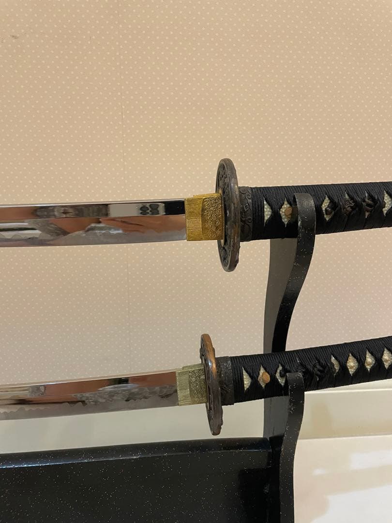 模造刀 日本刀 脇差 太刀 鹿角型刀置き 3点セット 本差 鍔 武士 侍刀 置物