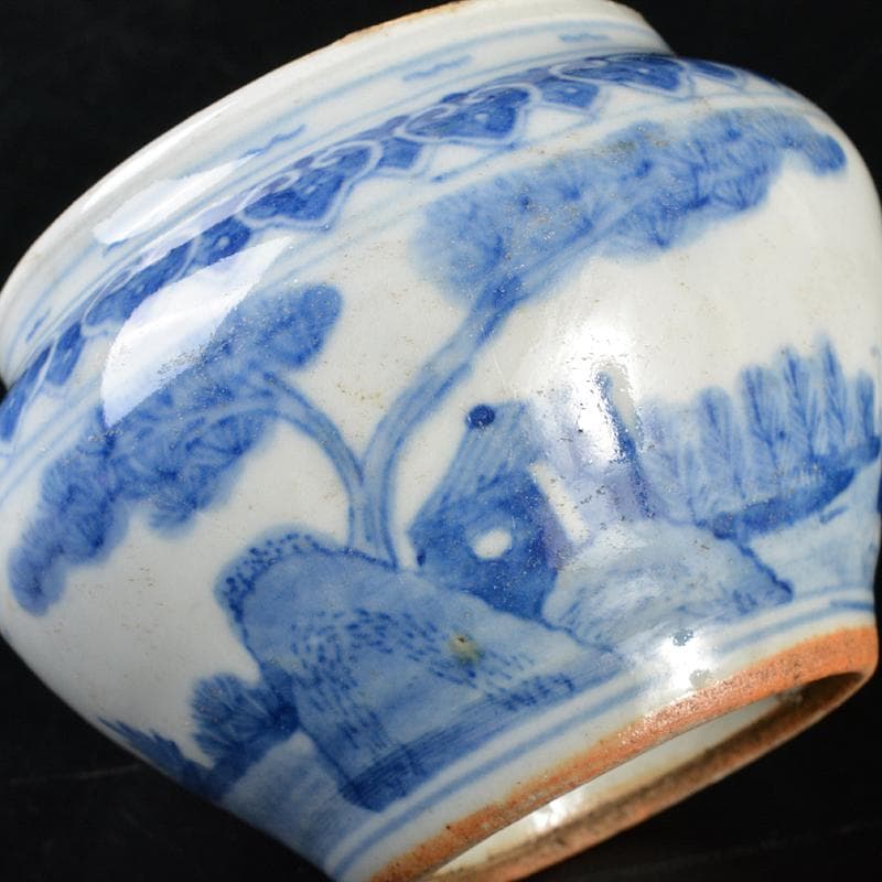 中国　青花山水人物文　小壷　C　R6412E