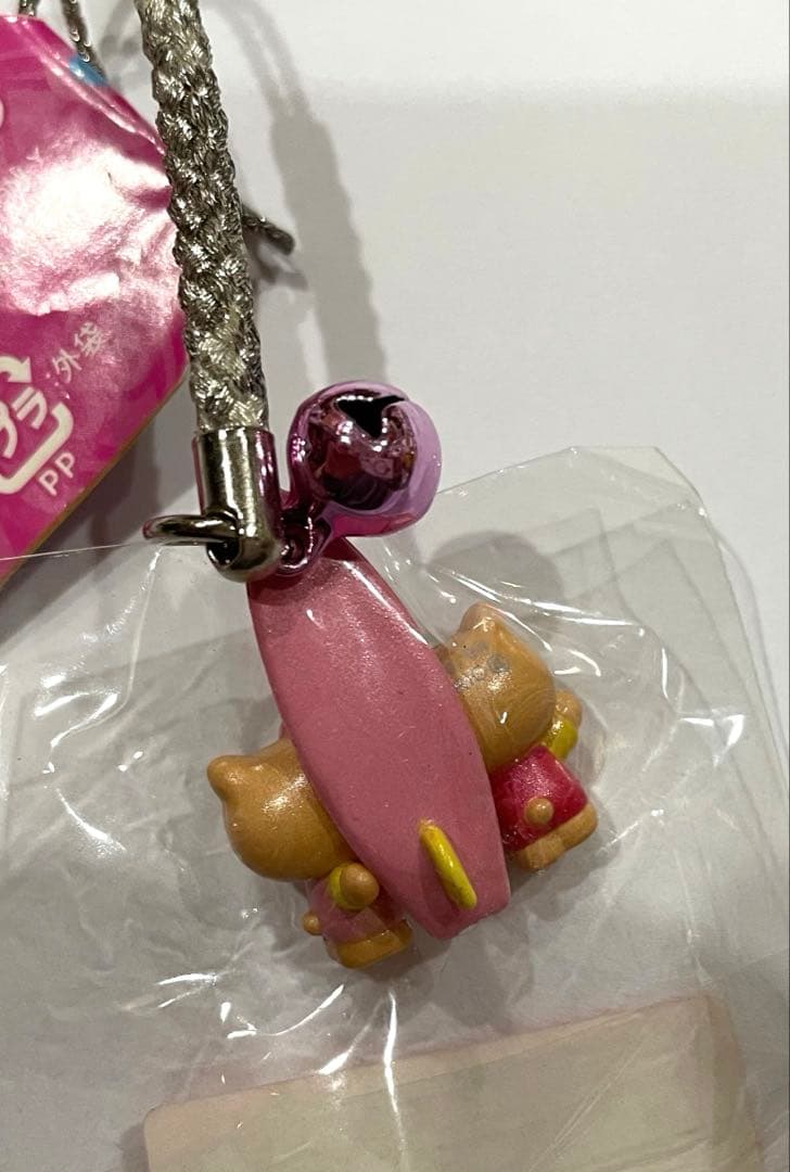 ハローキティ 根付 ストラップ　キティ&ミミイ　飛行機　サーフィン