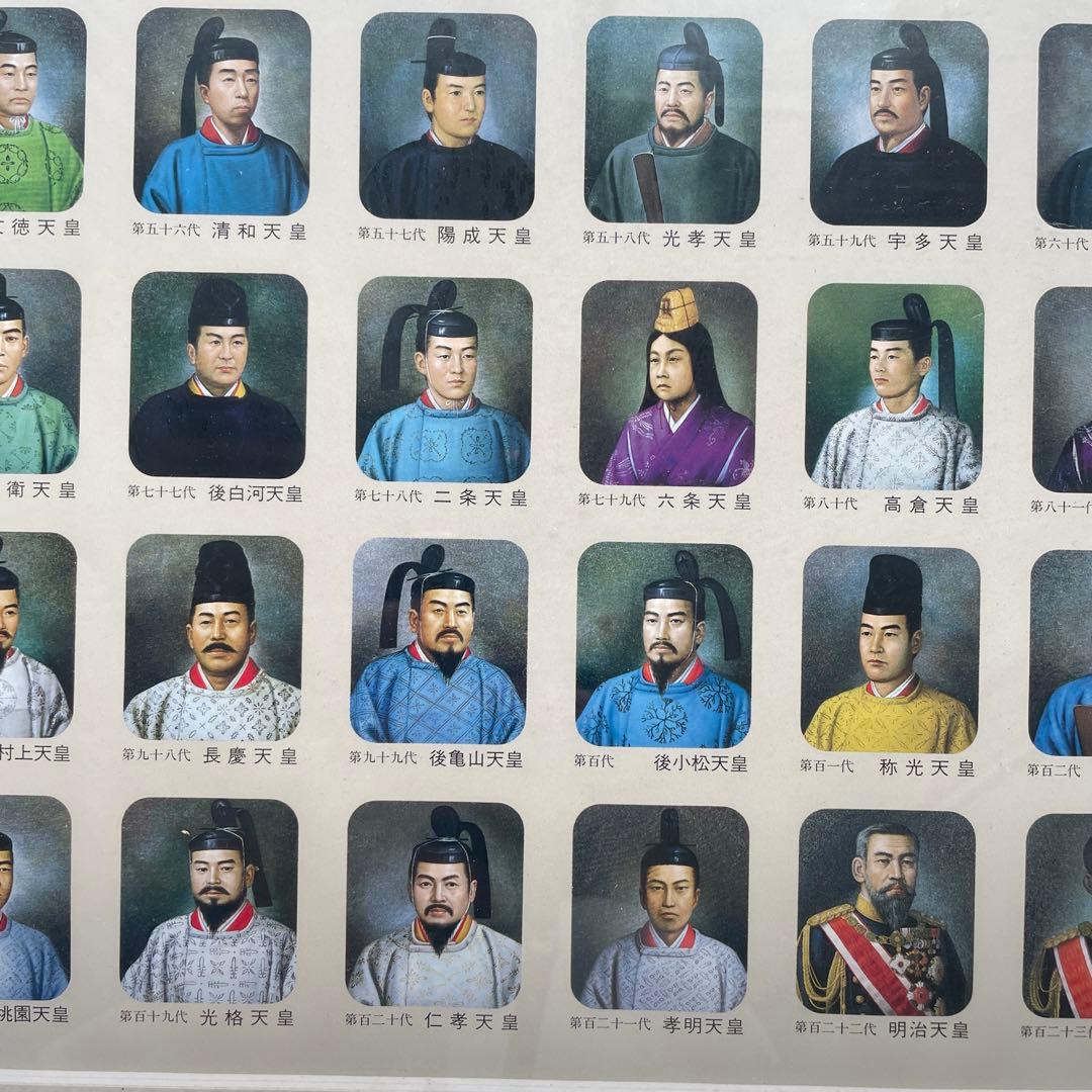 希少レア　日本国歴代天皇御影　額装　馬堀法眼喜孝　吉武勝俊　歴史　皇位継承