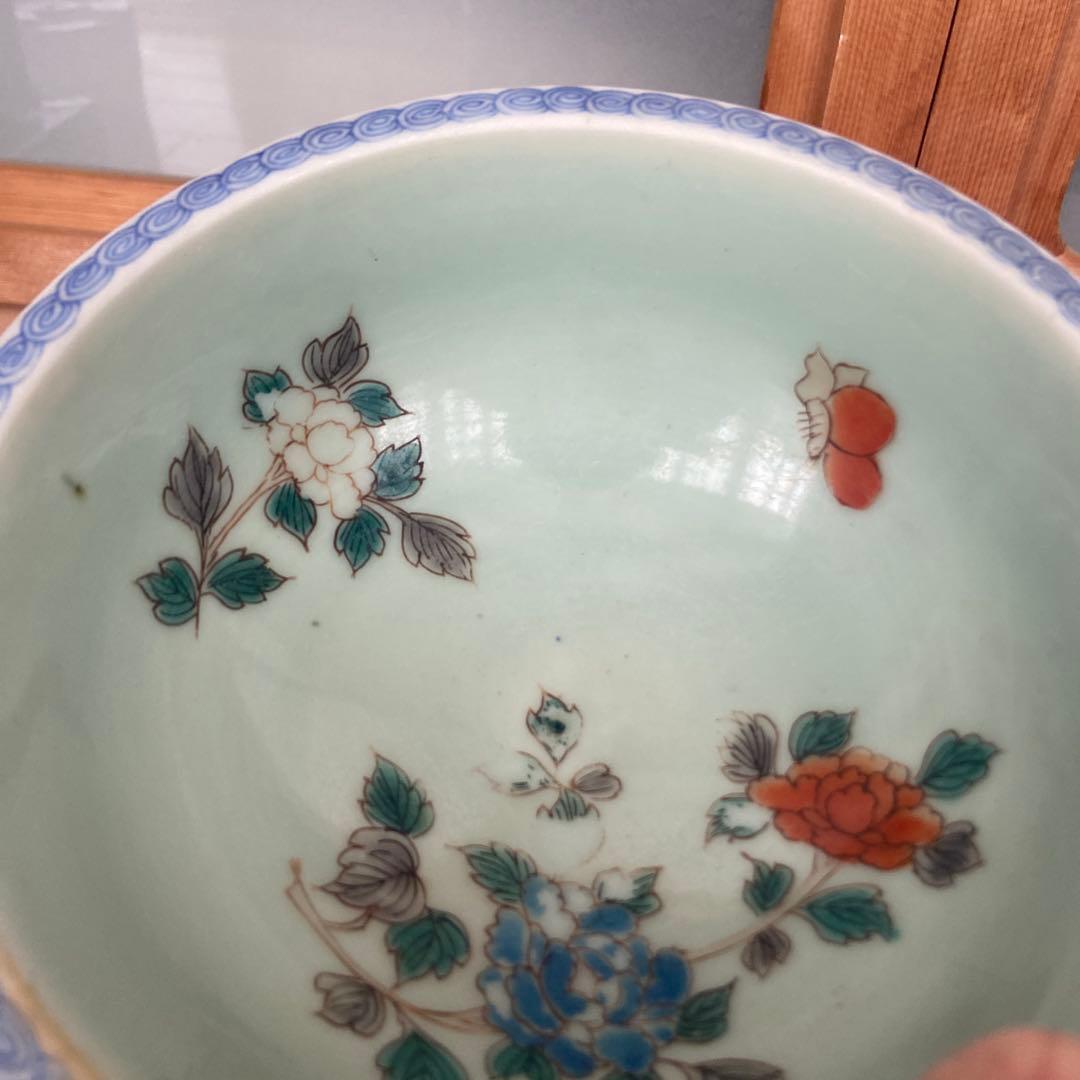 古伊万里色絵折枝牡丹文玉縁鉢 江戸時代