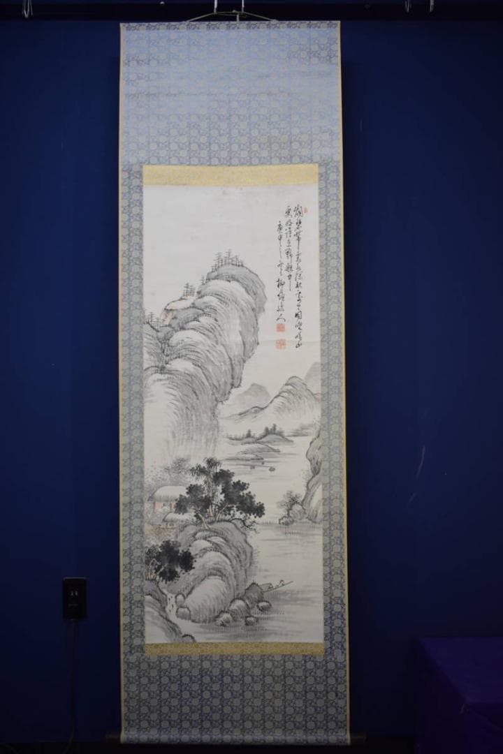 真作/柳塘逸人/山水画賛/布袋屋掛軸HK-115