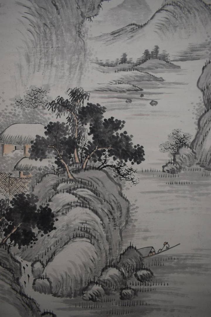 真作/柳塘逸人/山水画賛/布袋屋掛軸HK-115