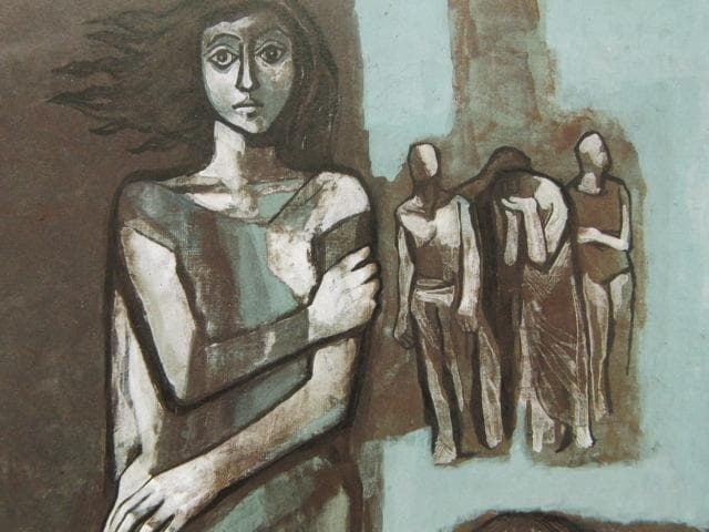 大森運夫、【彷徨の季節】、希少な額装用画集より、新品額装付