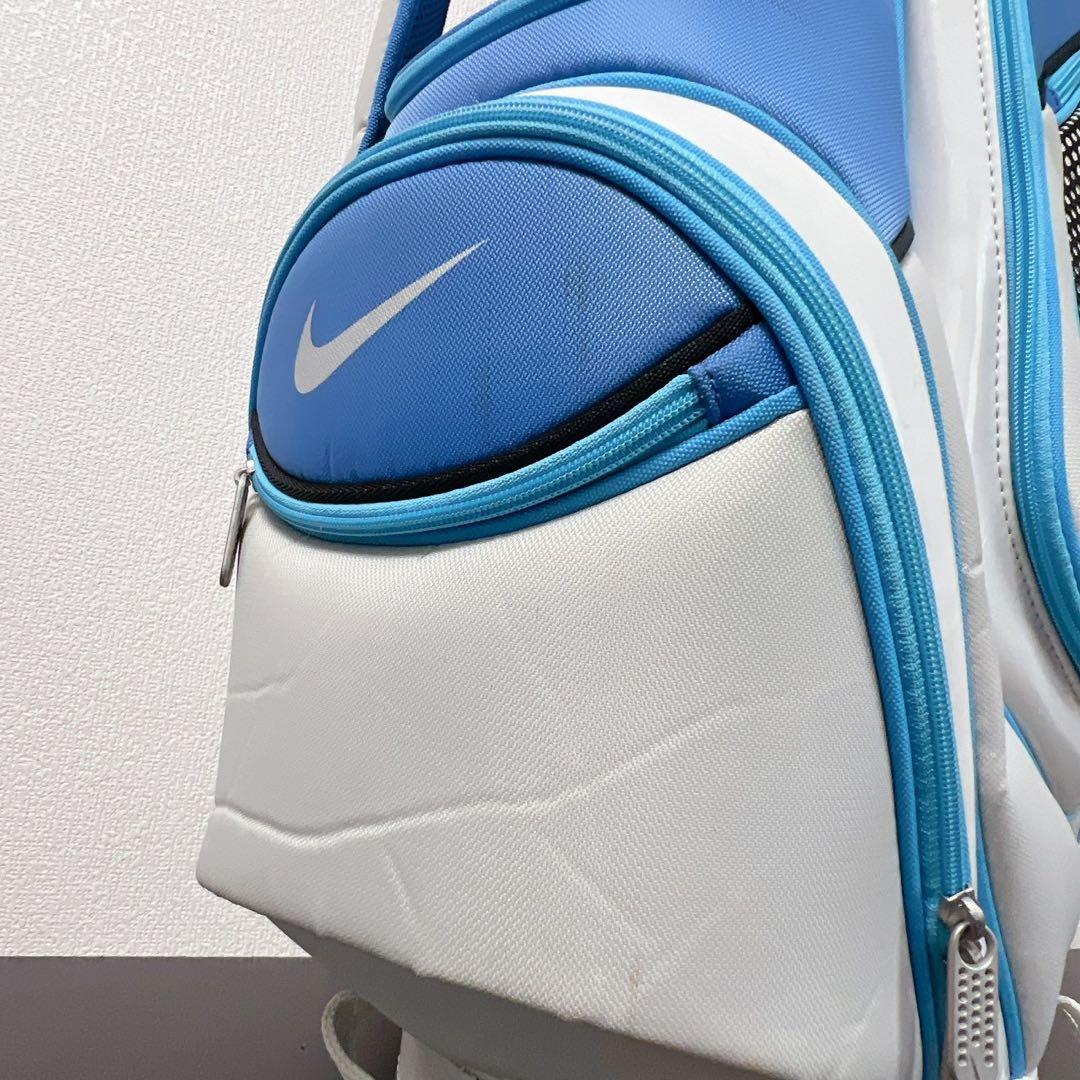 希少 NIKE ナイキ キャディバッグ 6分割 ブルー ホワイトゴルフバッグ軽量