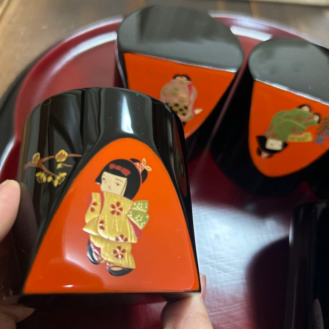 輪島塗　輪島漆器　摂田照彦　ぐい呑　童蒔絵　高級漆器　未使用希少品　希少　レア