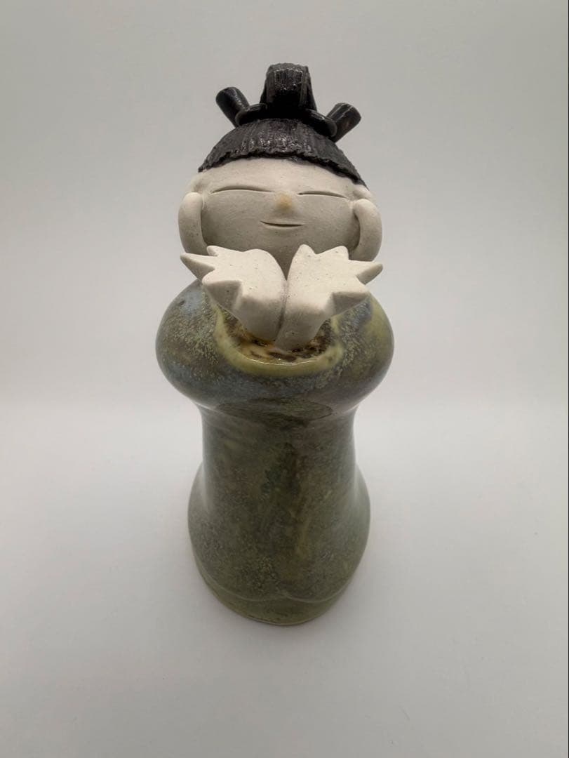 希少　青芳人形 砥部焼 念ずれば花ひらく