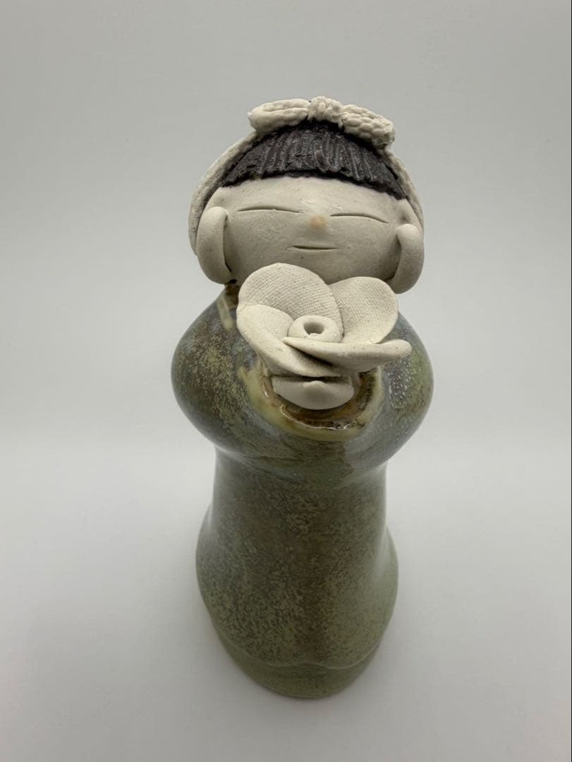 希少　青芳人形 砥部焼 念ずれば花ひらく