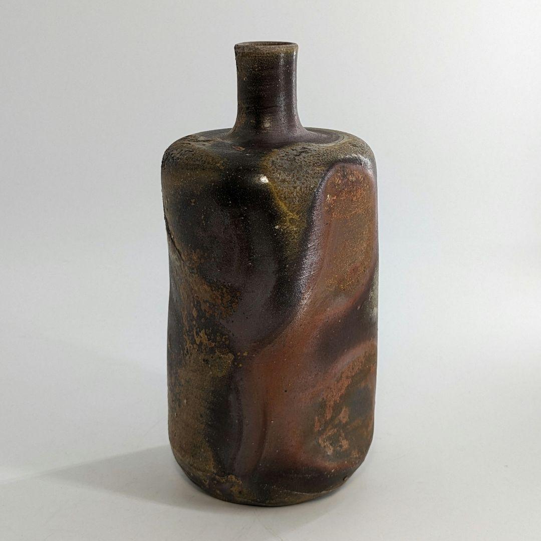 岡山県重要無形文化財 松井與之 備前焼 一輪挿花入 共箱共布栞 花器 花瓶 花生