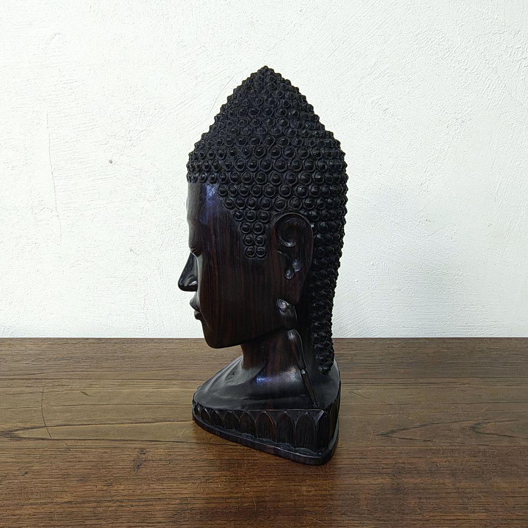 仏教美術【Buddha Head】木彫　彫刻　仏頭　仏像　ブッダ　置物