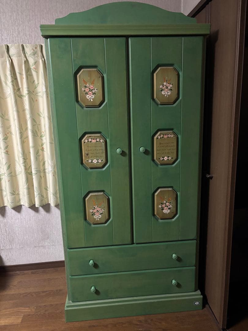 アンティーク風　タンス　緑
