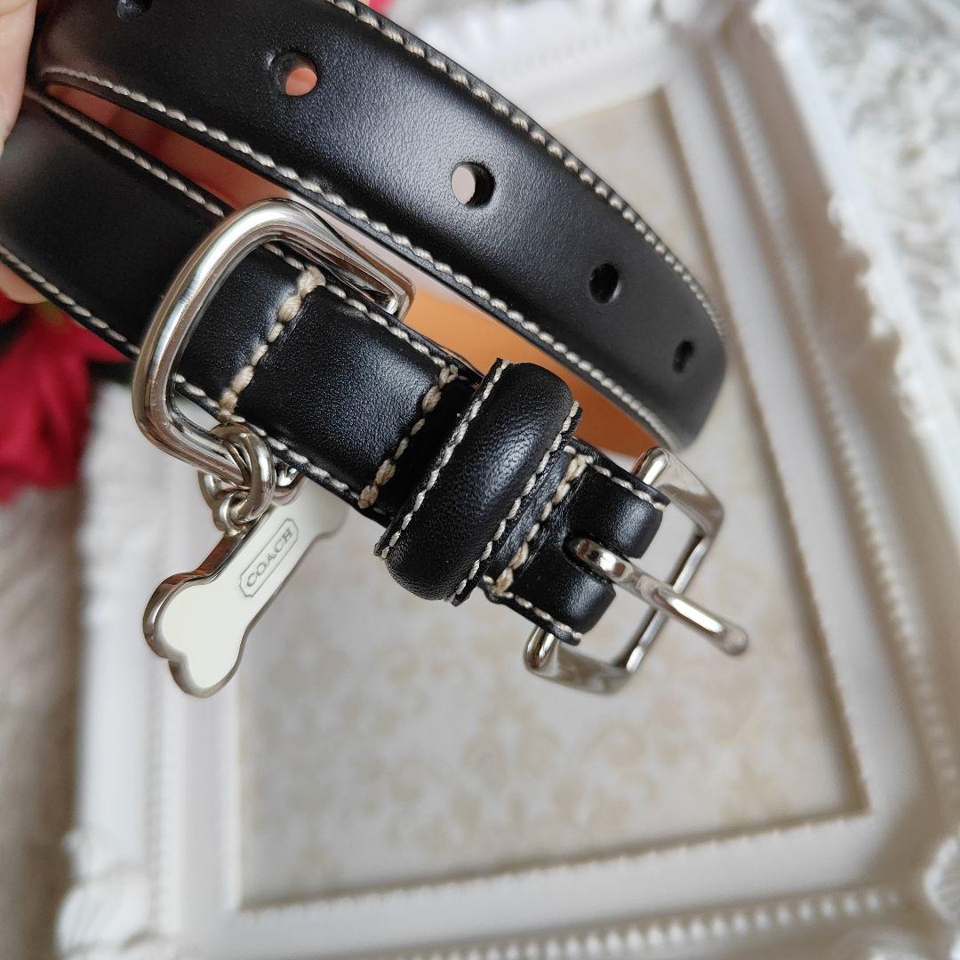 新品　COACH　コーチ　黒　ブラック　レザー　犬用首輪　М　中型犬　高級
