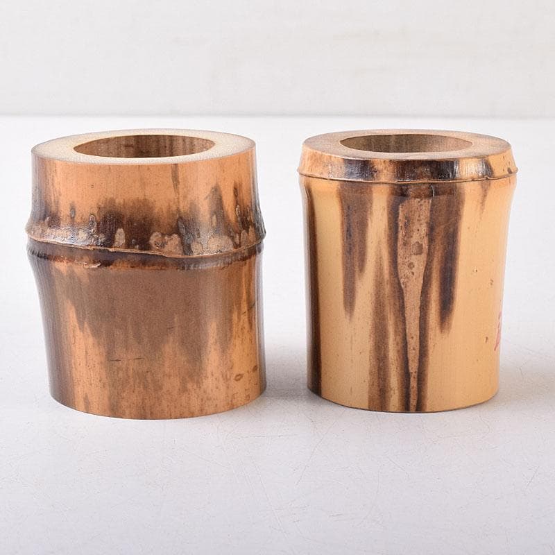 茶道具　弥三郎作　古竹　蓋置　一双　共布　書付極め箱　V　R8685