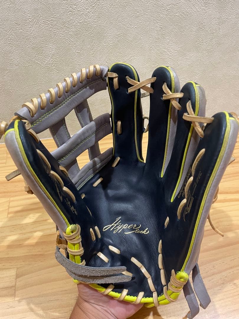 ローリングス　軟式　外野用 ネイビー×グレー×イエロー サイズ　12 3/4