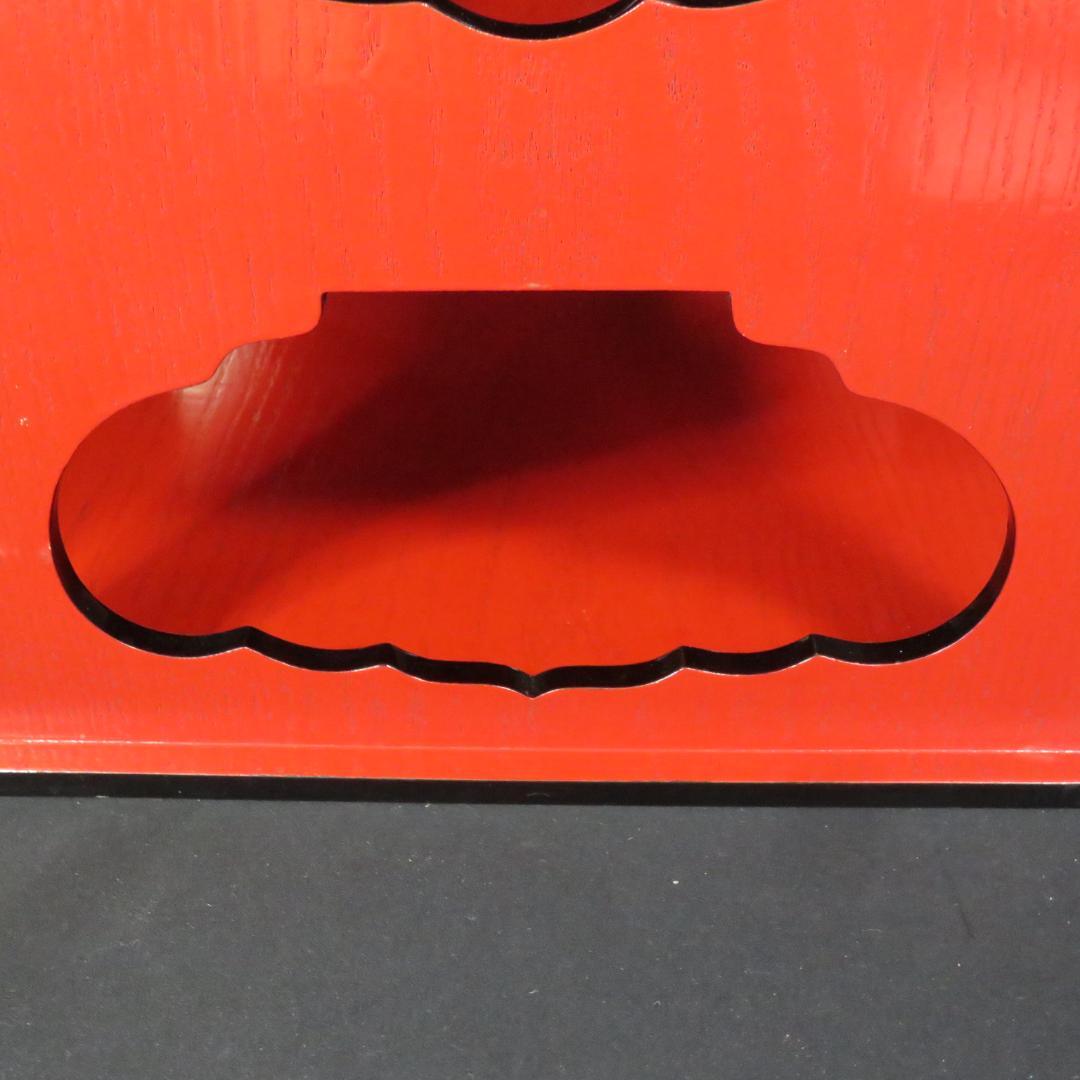 茶棚 朱塗 爪黒 雪輪棚 茶道具 漆器 飾り棚 漆塗 木製