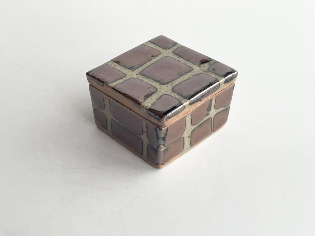 人間国宝　陶芸家　濱田庄司　浜田庄司　合子　盒子　柿釉　共箱　益子　民藝