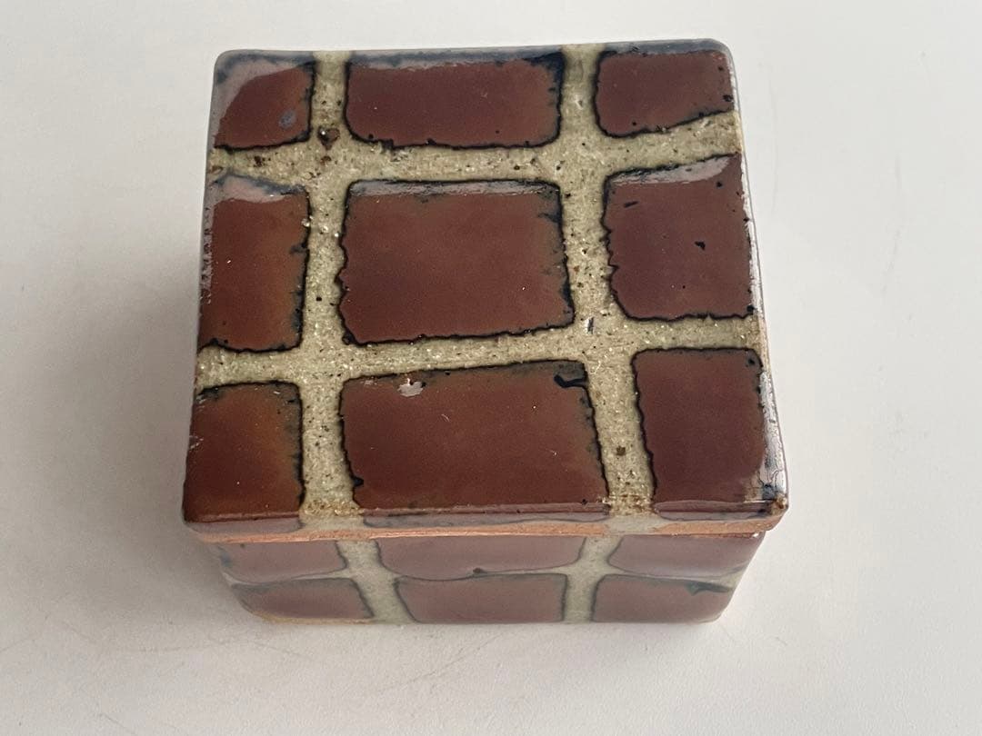 人間国宝　陶芸家　濱田庄司　浜田庄司　合子　盒子　柿釉　共箱　益子　民藝