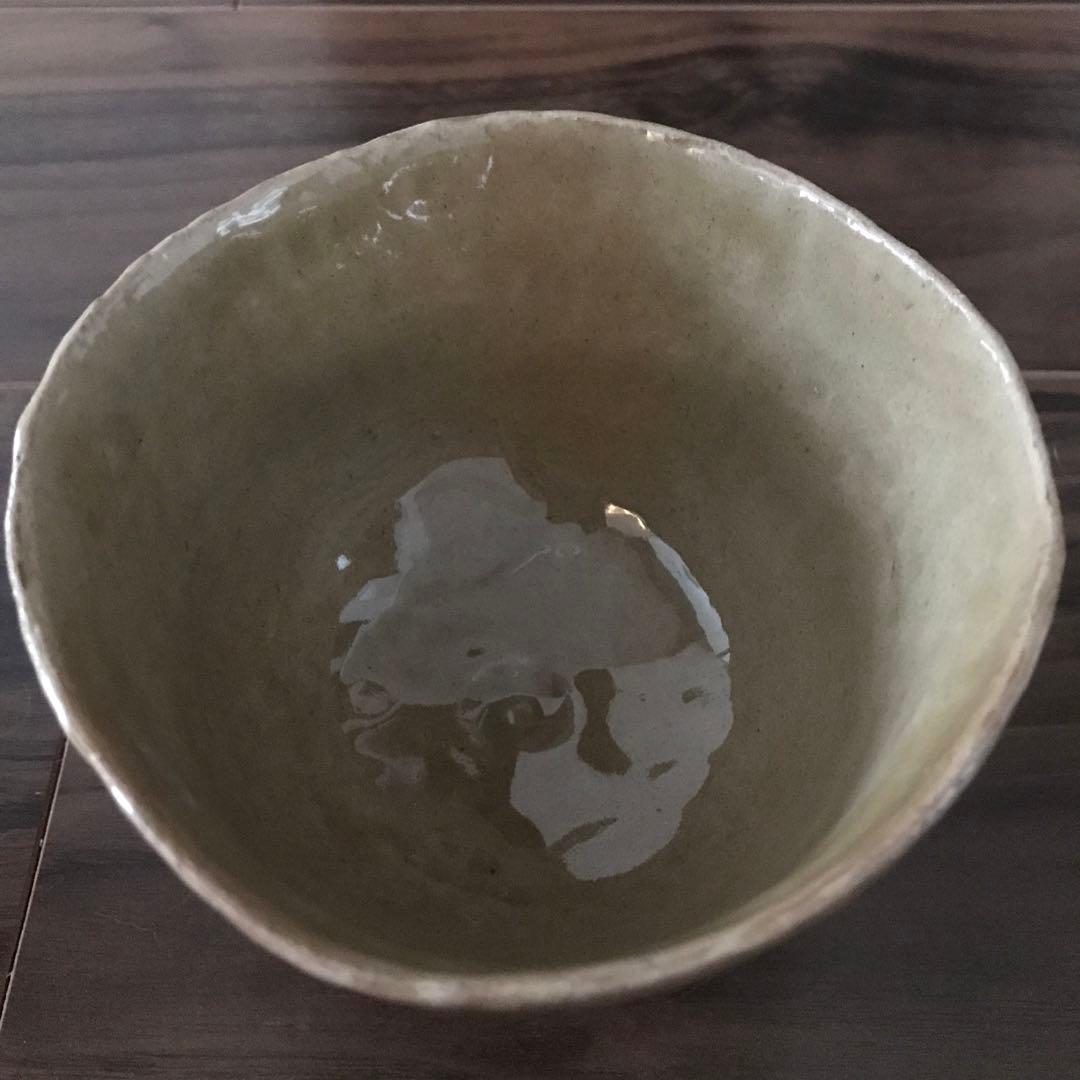 虫明焼 黒井一楽造 灰釉茶碗 共箱 二重箱 栞付き