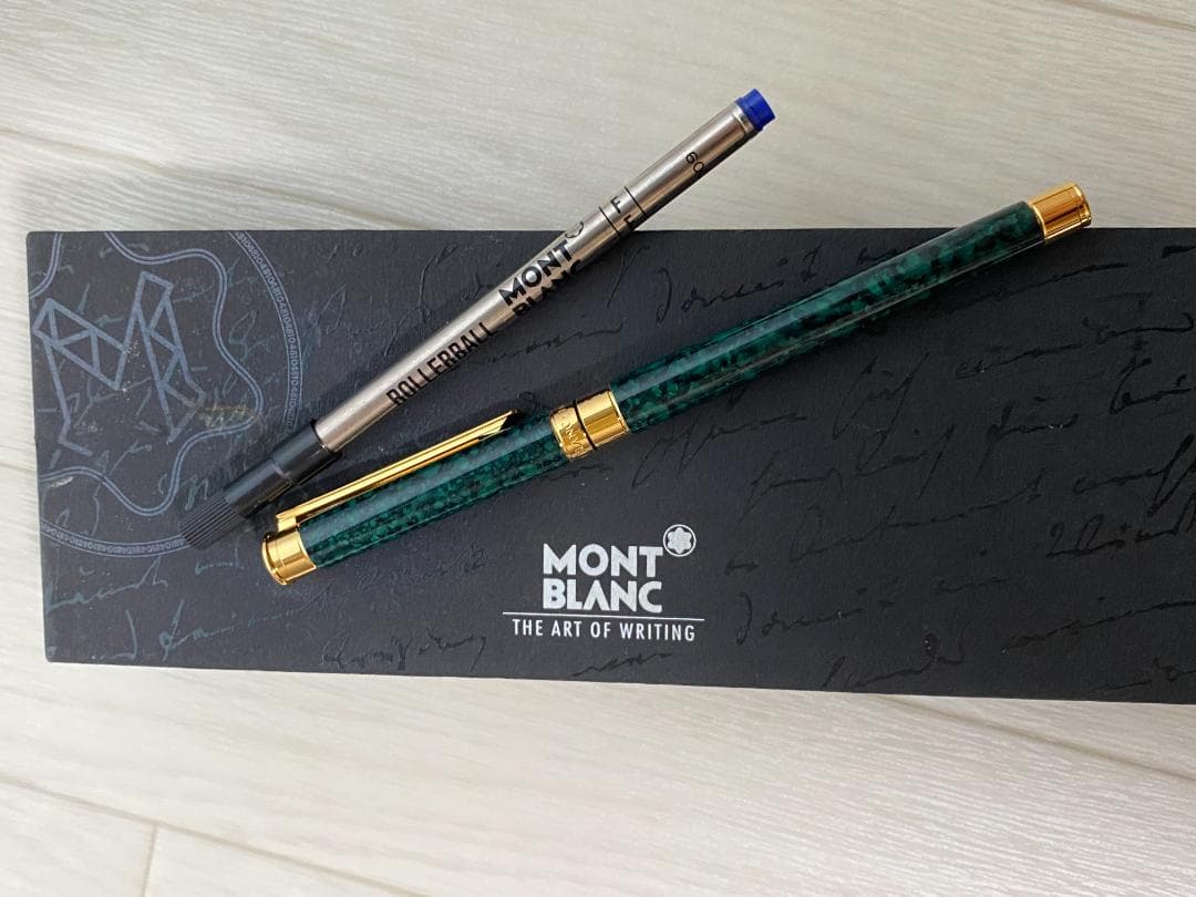 超美品 モンブラン マーブル グリーン×ゴールドノブレス ローラーボールケース付