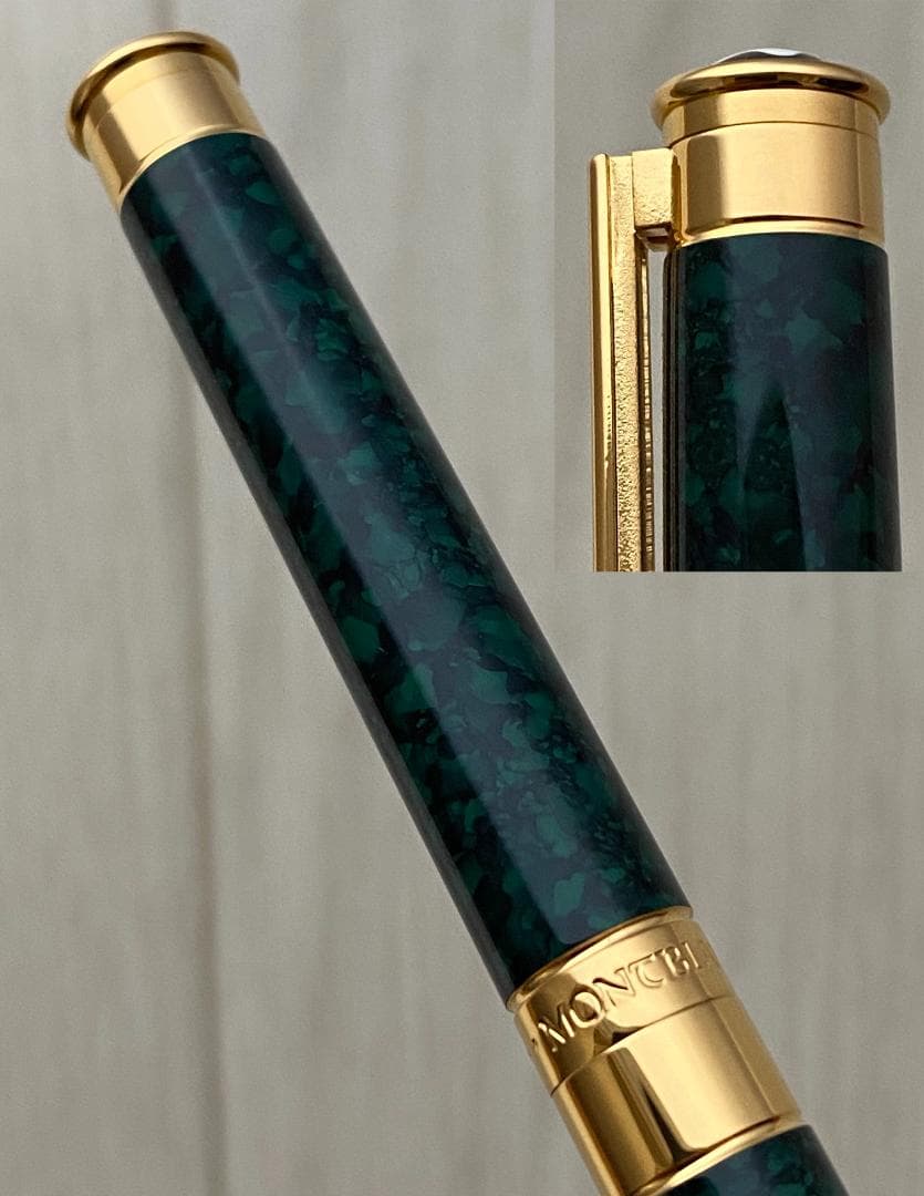 超美品 モンブラン マーブル グリーン×ゴールドノブレス ローラーボールケース付