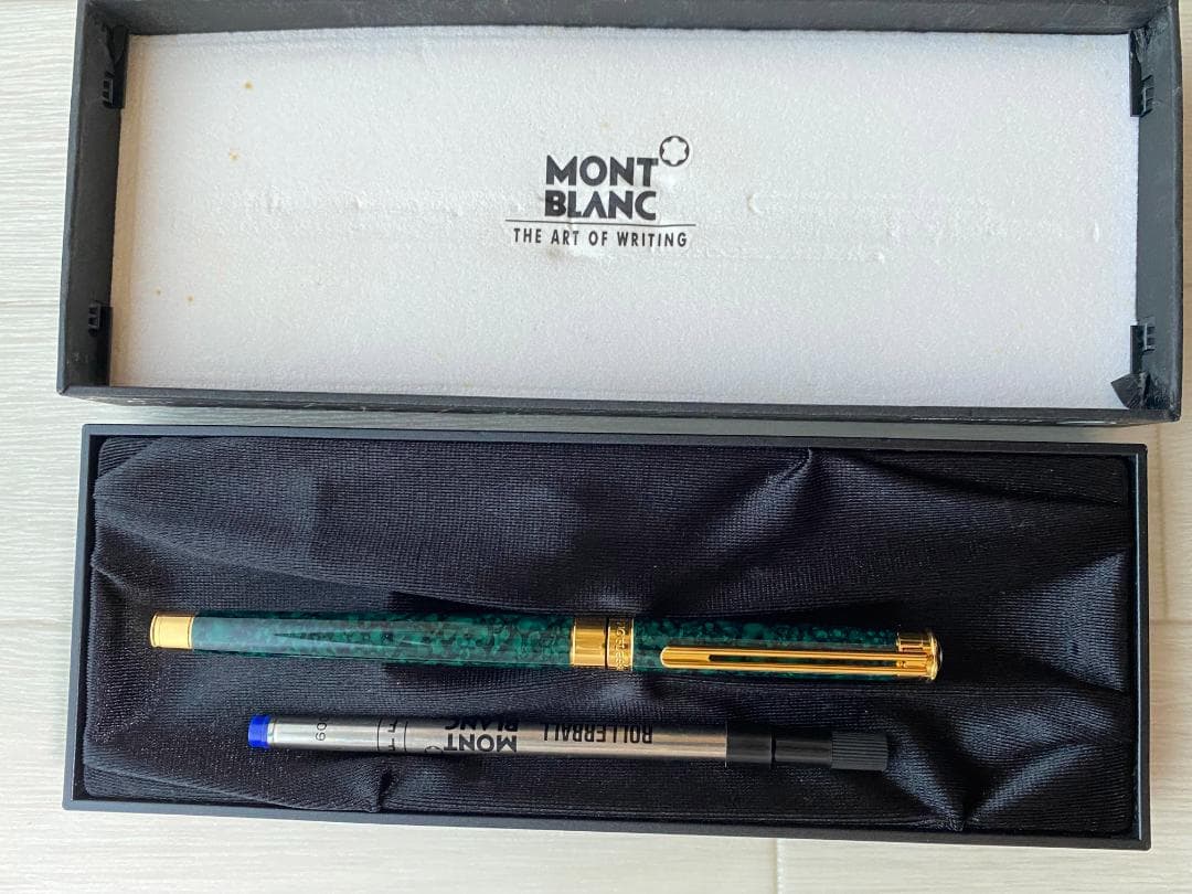 超美品 モンブラン マーブル グリーン×ゴールドノブレス ローラーボールケース付