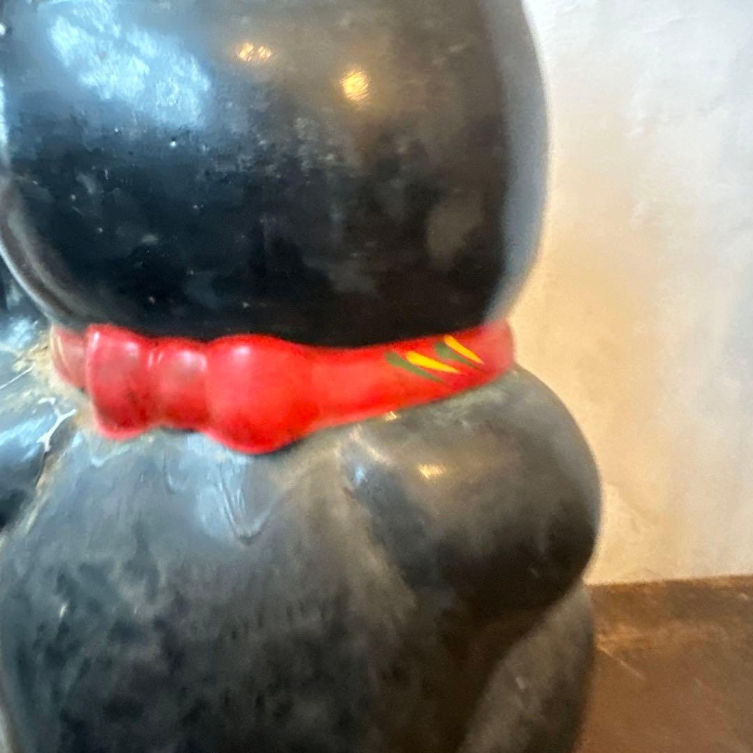 ヴィンテージ　招き猫難あり　黒猫招き猫