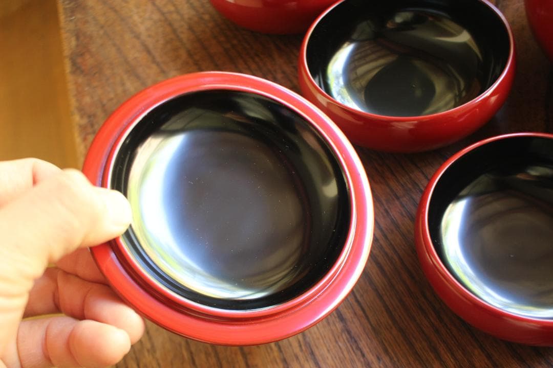 時代逸品！極上塗分け漆の美しい応量器＆蓋揃いセット（検輪島塗器七つ椀懐石椀