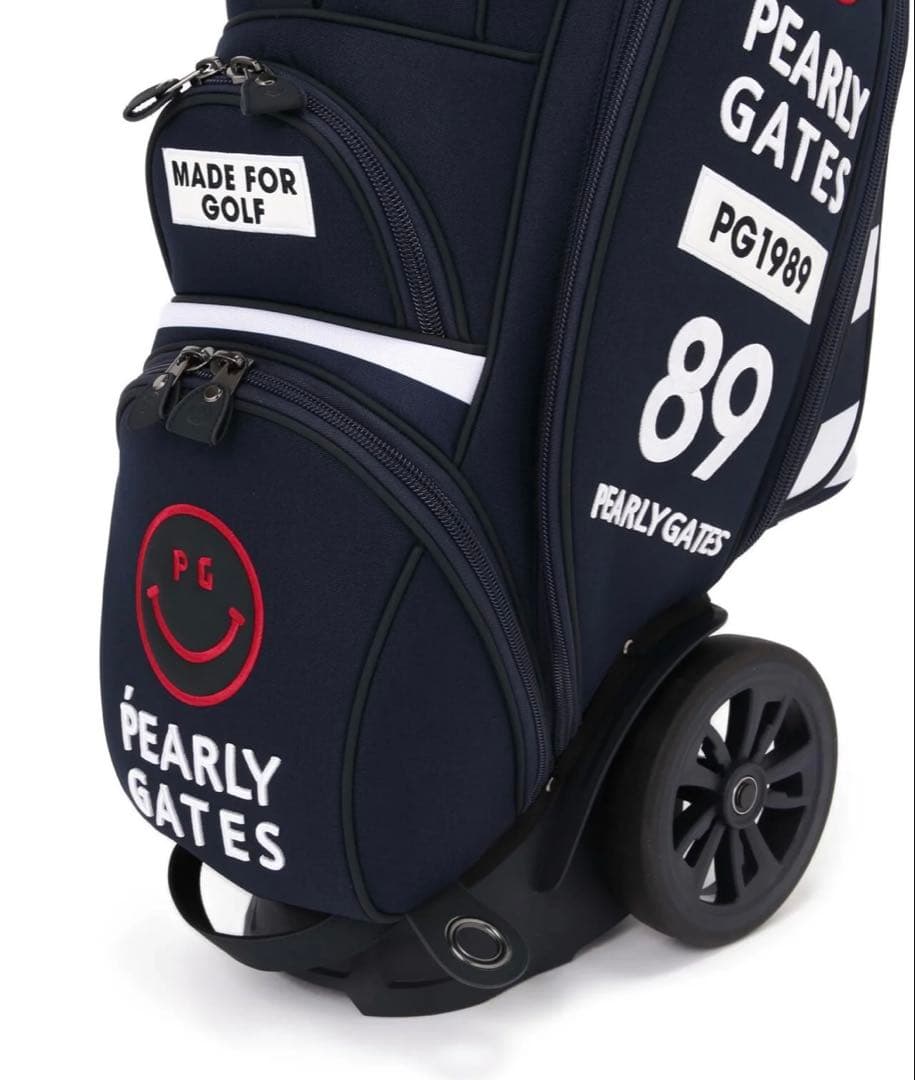 パーリーゲイツ　キャスター付きボーダー柄キャディバッグ ネイビー