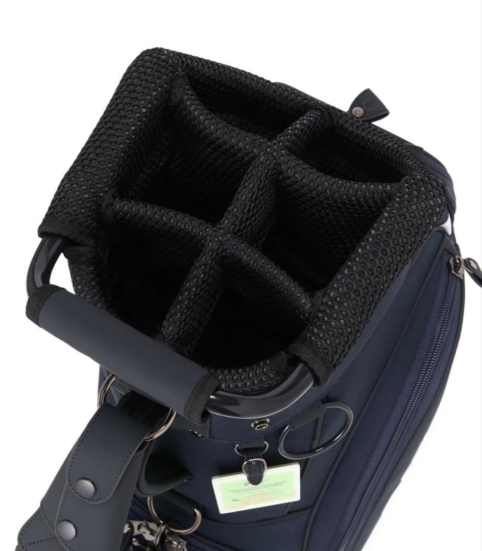 パーリーゲイツ　キャスター付きボーダー柄キャディバッグ ネイビー