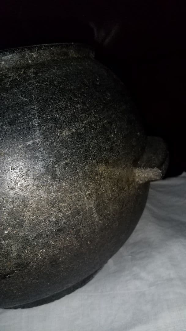 李朝　耳付き石器壷