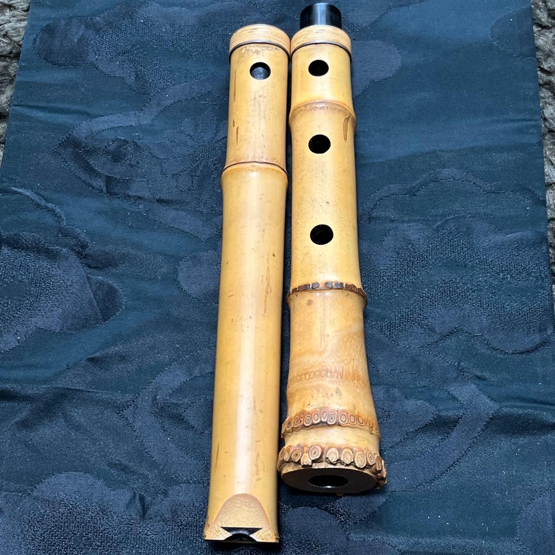 尺八 琴古流 在銘 中継ぎ緩み無し 一尺七寸管 籐巻き銀三線 【音出し確認済み】