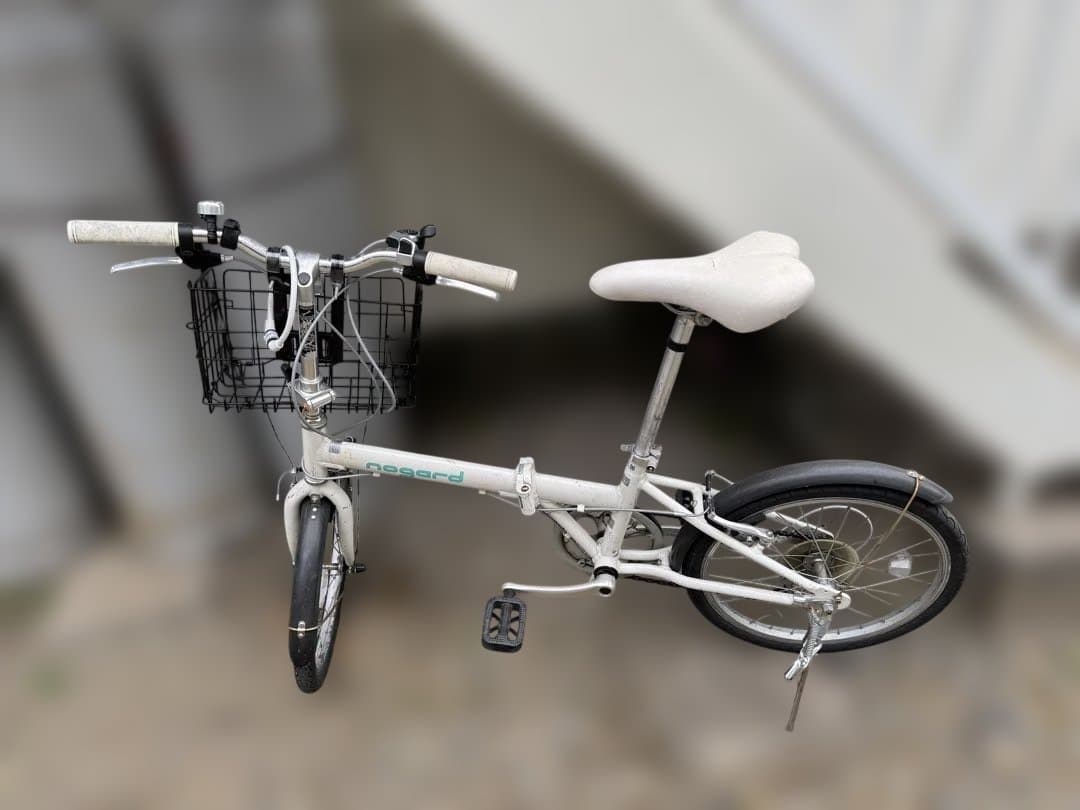 折りたたみ自転車 ホワイト バスケット付き