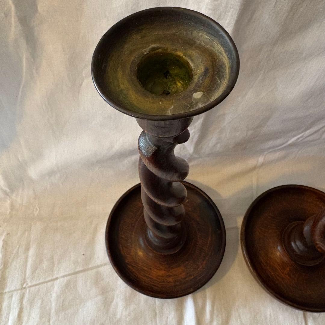 木製ツイストキャンドルホルダー2個セット