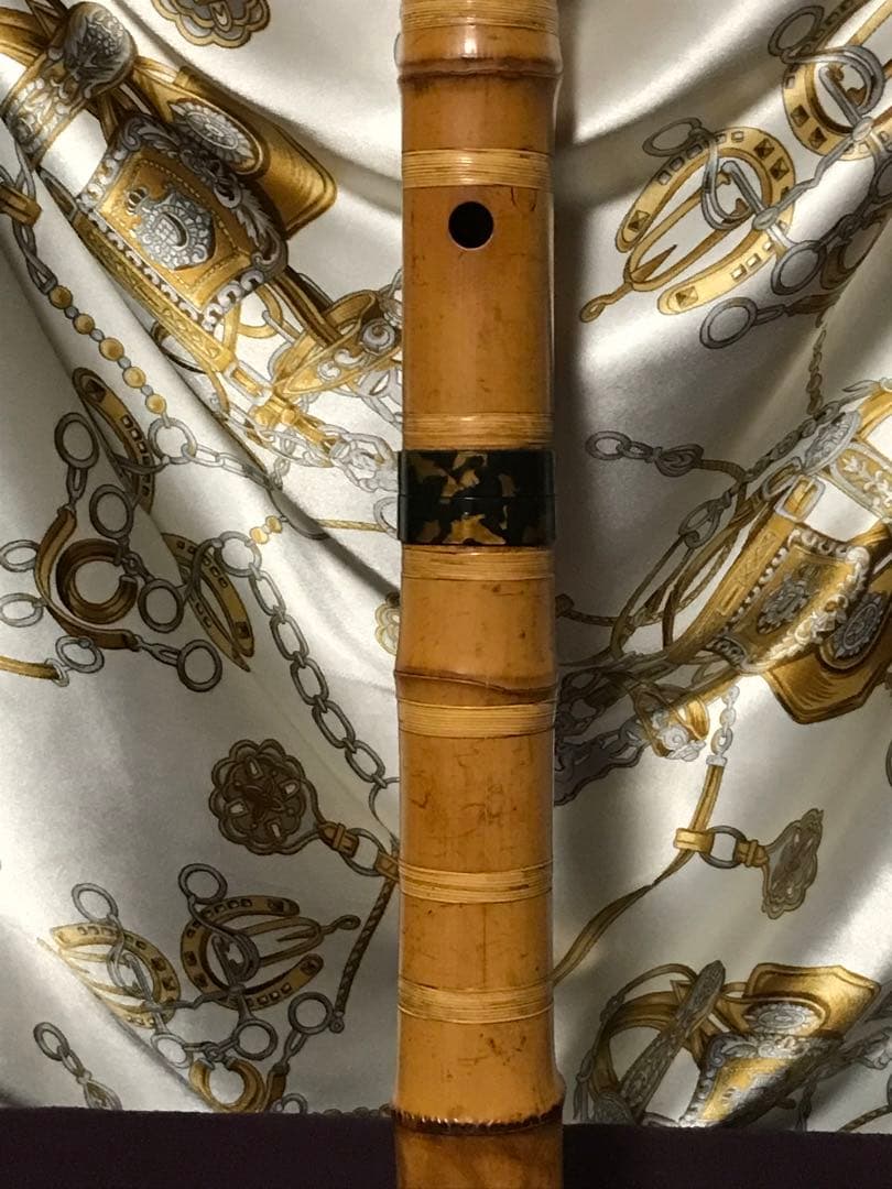 ☆尺八　琴古流　在銘　鼈甲継　約54.5センチ　約440グラム　古い尺八